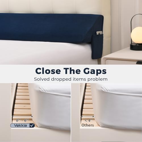 Vekkia King Bed Wedge Pillow for Headboard Mattress Gap Filler, Blue 76"x10"x6" C139495