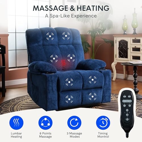 FLEXISPOT XL31 Power Lift Recliner Chair for Elderly, Electric Massage & Heat, PU Leather, Black C786106
