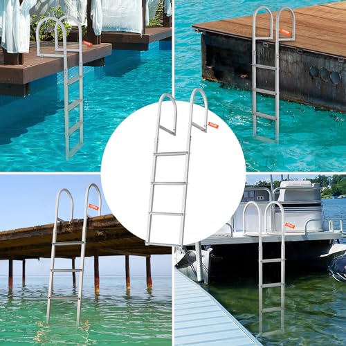 VEVOR Removable Dock Ladder 3/4/5 Steps, Aluminum, 350/500lbs Capacity T419635