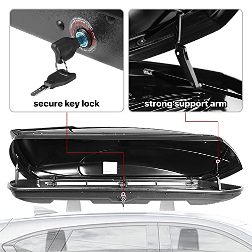 DNA MOTORING Rooftop Cargo Box Lockable Car Top Storage Case 110 Lbs Textured Black P1853