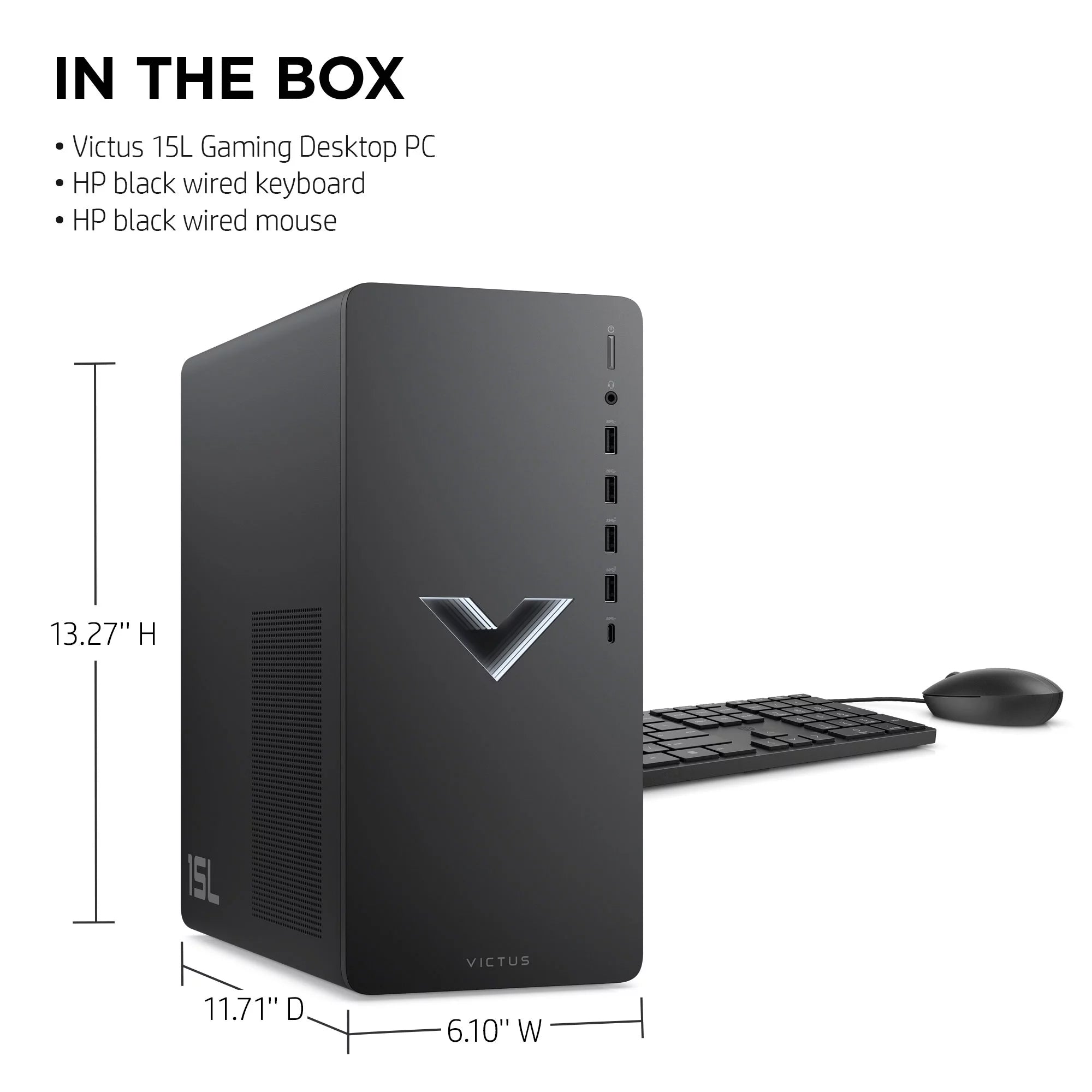 HP Victus 15L Gaming Desktop PC, AMD Ryzen 5, RX6400, 8GB RAM, 512GB SSD, Windows 11 K700977