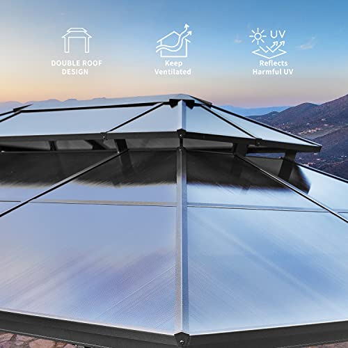 YOLENY 10'x13' Hardtop Gazebo with Aluminum Frame and Curtains F853