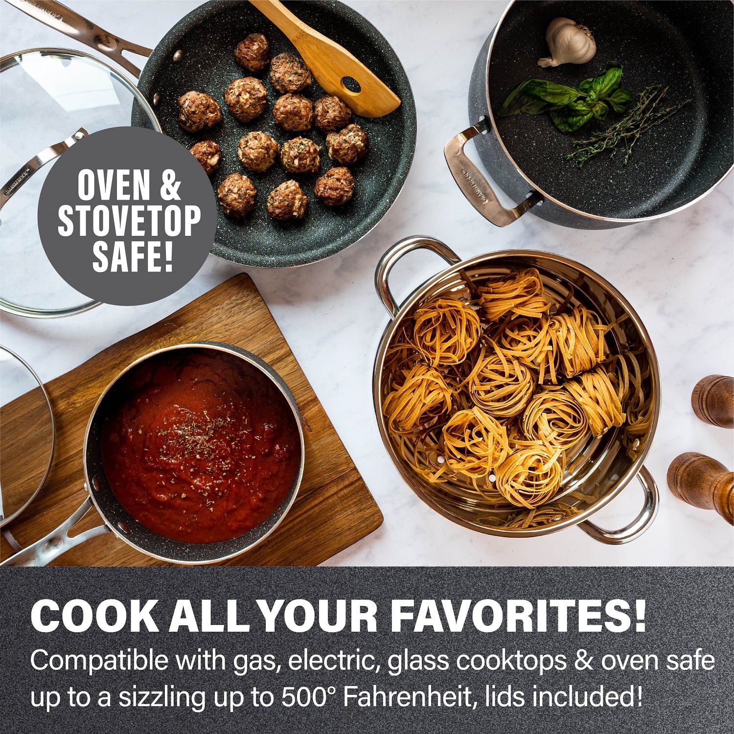 Granite Stone 15 Piece Non-stick Cookware Set, Black V295