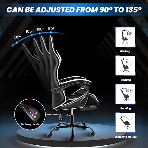 Gaming Chair with Footrest, Lumbar Support, Red/Black M9231