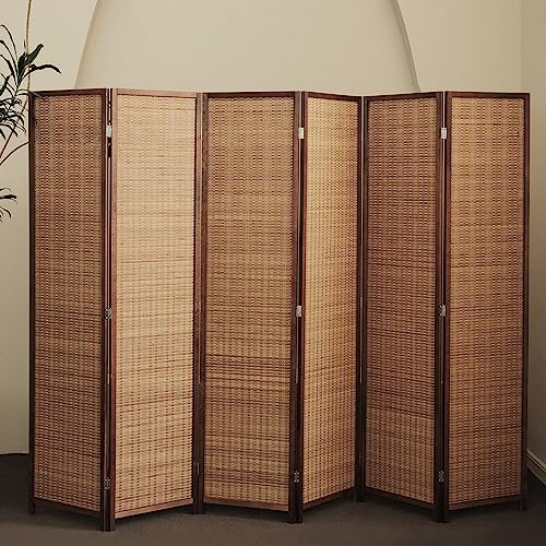 Bamboo Room Divider 6 Panel Folding Screen 67"H x 92.1"W X2437