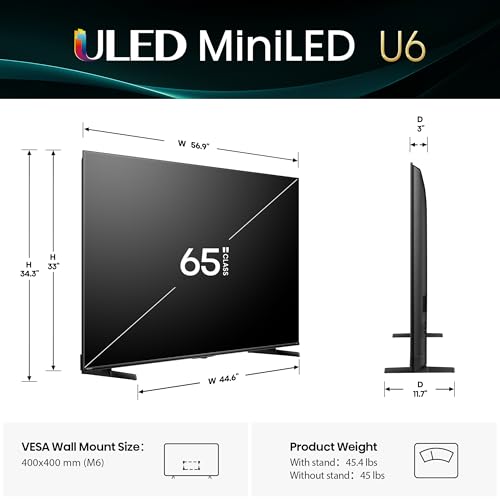 Hisense 55" Class U6 Series Mini-LED 4K UHD Smart Fire TV (2025 Model) L82928