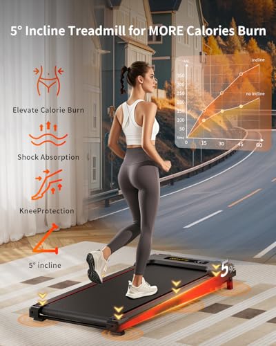 Anylife Walking Pad Treadmill, 2.5HP Portable Under Desk Treadmill with LED Display T5091