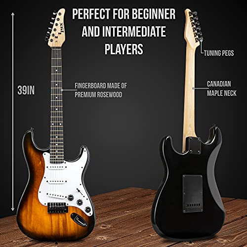 LyxPro Electric Guitar 39" Beginner Starter Kit with 20W Amp, Black B69338