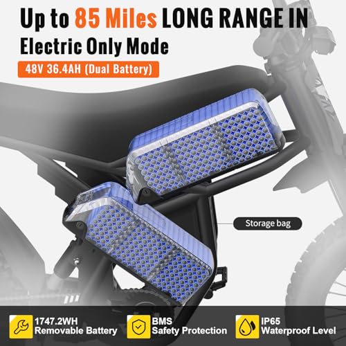 GT73 PRO Electric Dirt Bike for Adults, 60V 3000W Dual Battery, 85 Miles Range Q77385
