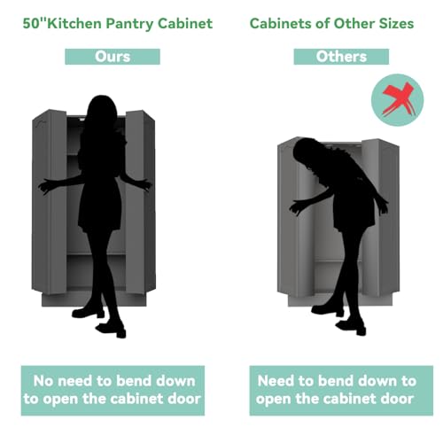 50" LED Kitchen Pantry Cabinet with Doors and Adjustable Shelves N13021