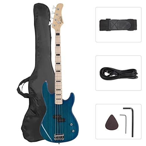 GLARRY GP Series Full Size Electric Bass Guitar 4 String Beginner Kit White V3757