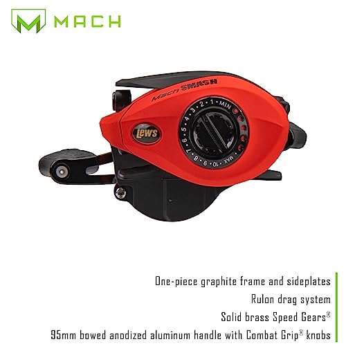 Lew's MACH Smash Baitcast Reel and Fishing Rod Combo, IM6 Graphite, Red P923