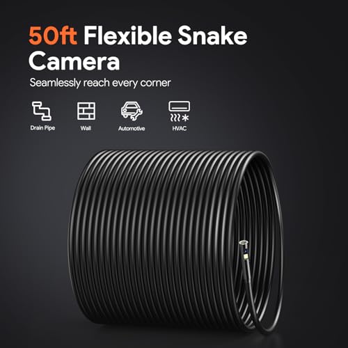 DEPSTECH 50ft Sewer Camera, 1080P HD Triple Lens Borescope with 5" IPS Screen F937
