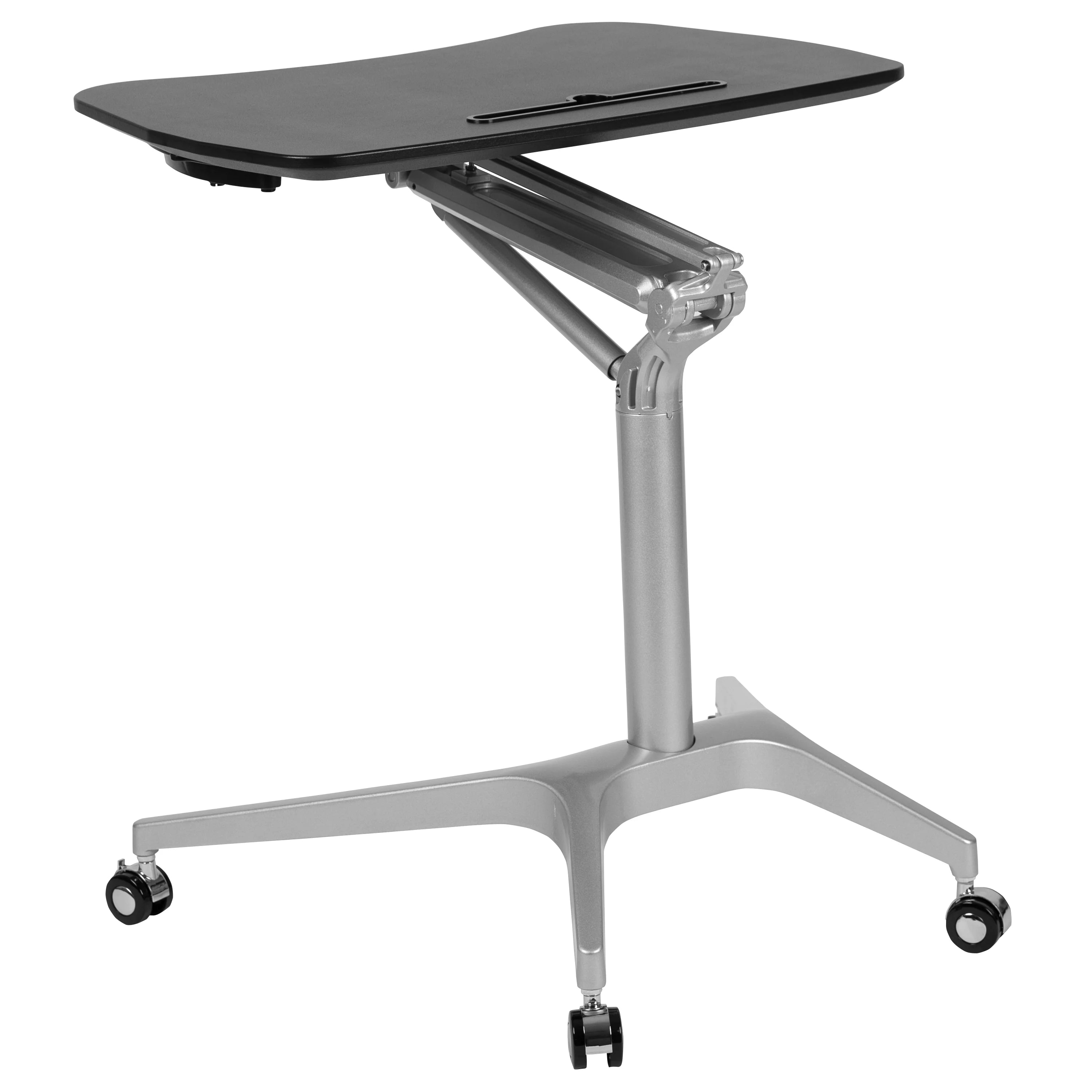 Emma + Oliver Mobile Sit-Stand Black Ergonomic Computer Desk H919