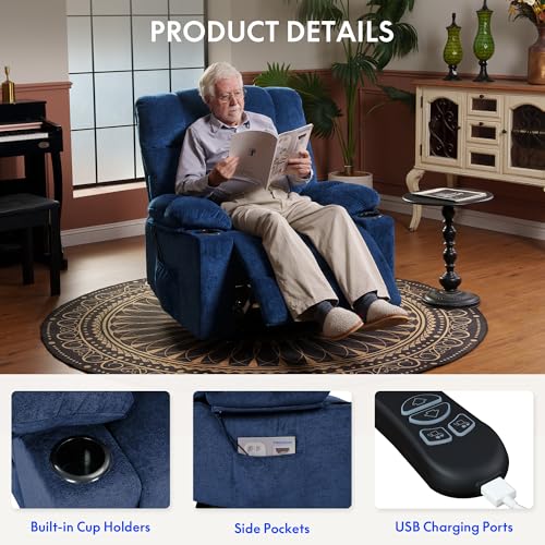 FLEXISPOT XL31 Power Lift Recliner Chair for Elderly, Electric Massage & Heat, PU Leather, Black C786106
