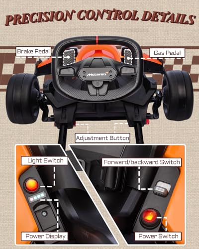 Licensed McLaren Electric Drift Kart for Kids, 24V 200W, Adjustable Seat J547