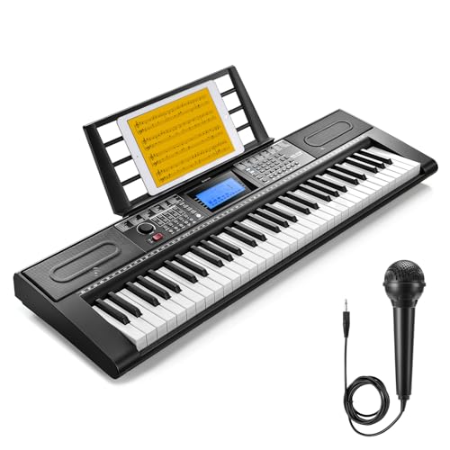 Donner 61 Key Keyboard Piano with Stand, Stool & Microphone, Black (DEK-610S) G165