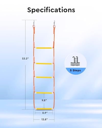 CO-Z 3 Step Removable Dock Ladder for Pontoon Boat, Aluminum Swim Ladder with Nonslip Tread O80708