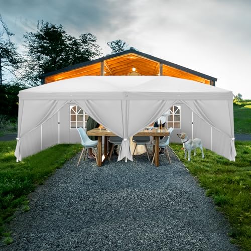 Outvita 10x20ft Pop Up Canopy Tent with 6 SideWalls, Black C203441