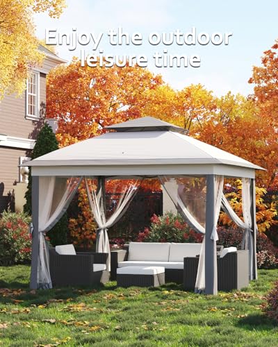 Pop Up Gazebo Tent with Mosquito Netting, Water & UV Resistant - Khaki J83860