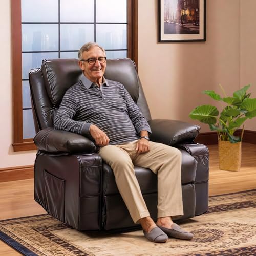 FLEXISPOT XL31 Power Lift Recliner Chair for Elderly, Electric Massage & Heat, PU Leather, Black C786106
