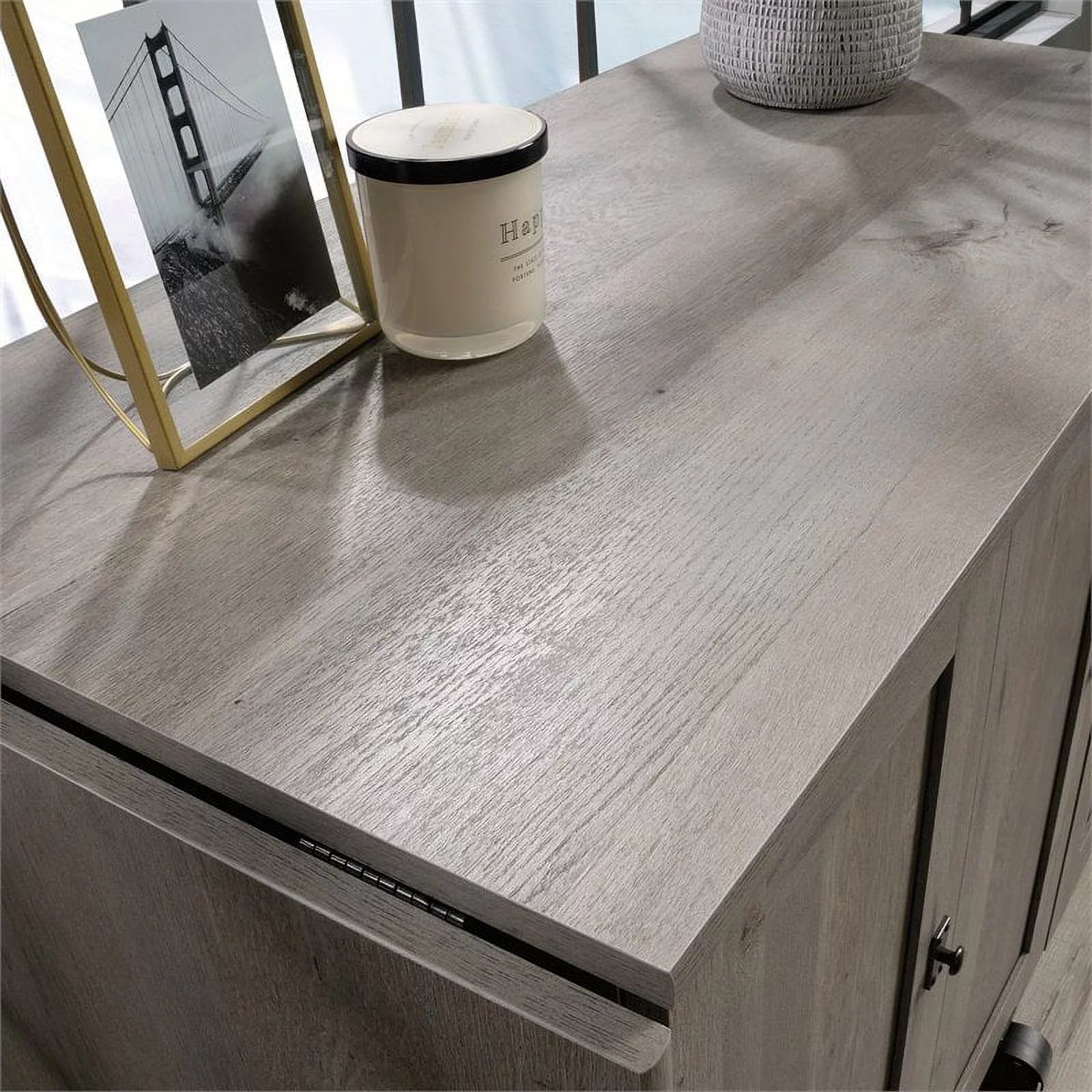 Pemberly Row Contemporary Engineered Wood Sewing Craft Table Oak A45888