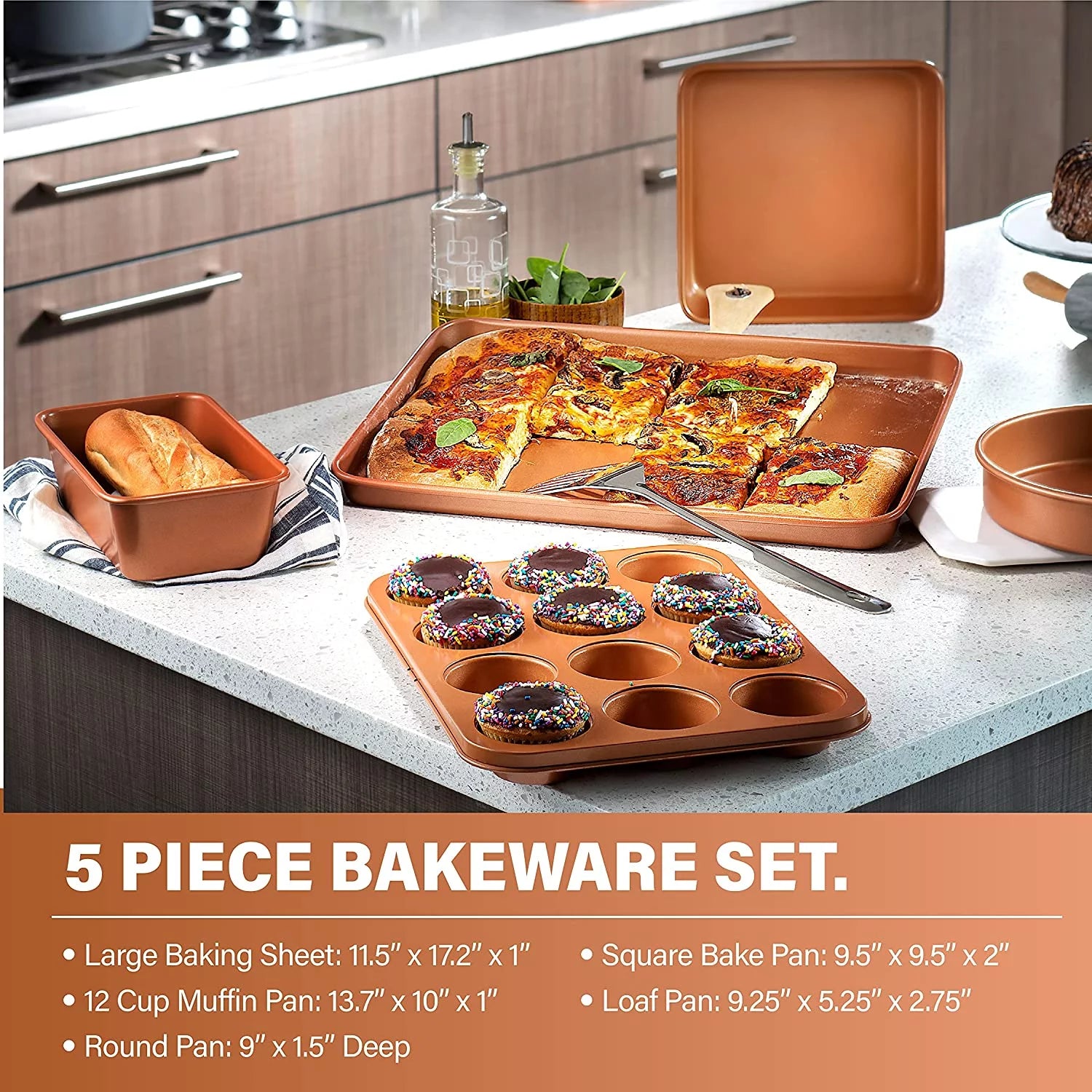 Gotham Steel Hammered Copper 20-Piece Cookware & Bakeware Set U8093