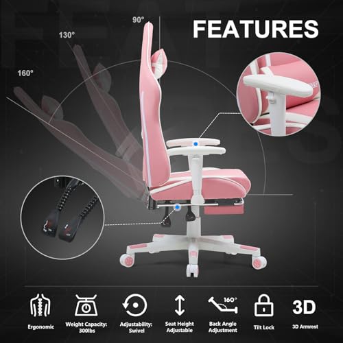GTRACING Gaming Chair with Footrest, Blue R841