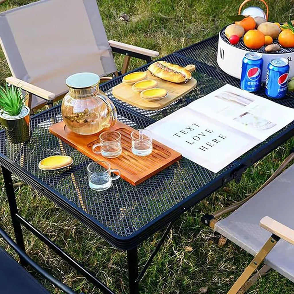 tonchean Folding Grill Table, Adjustable Height Camping Table, Portable Aluminum P880581