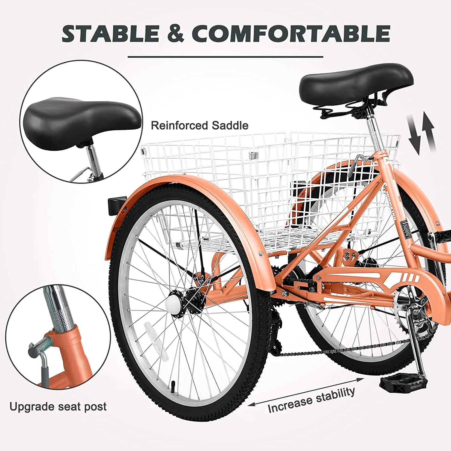 MOONCOOL Adult Tricycle 7 Speed, Three Wheel Bike for Seniors X69258