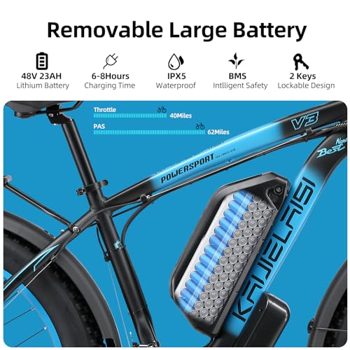 Electric Bike for Adult 4000W Peak Dual Motor 48V 23Ah 26 Inch Fat Tire Mountain Ebike F636