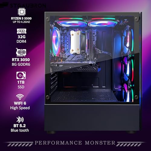 STGAubron Gaming PC Desktop, GeForce RTX 2060 Super, Intel Core i7, 16G DDR4, 1T SSD, Windows 11 Z1287