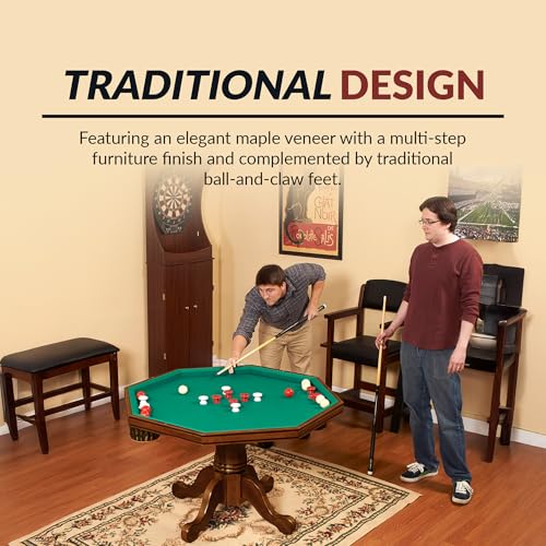 Hathaway Kingston 3 in 1 Octagon Poker, Dining & Bumper Pool Table, Walnut E1037