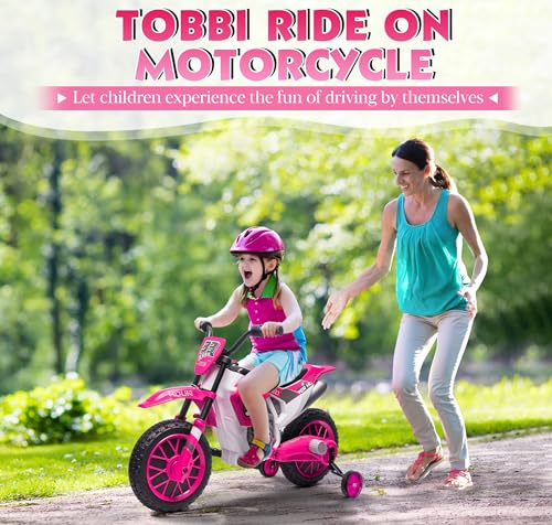 TOBBI Kids 12V Electric Ride-On Motorcycle Dirt Bike for Toddlers, Blue E552