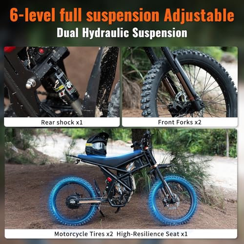GT73 PRO Electric Dirt Bike for Adults, 60V 3000W, 85 Miles Range S333