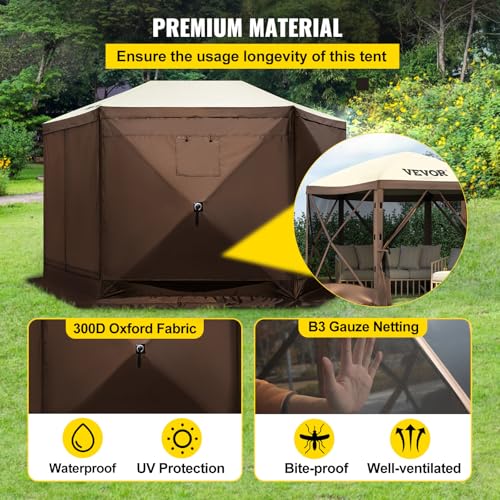 VEVOR Pop Up Gazebo Screen Tent 10x10ft with Mosquito Netting B21209