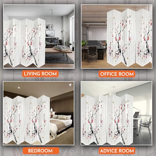Legacy Decor 4-Panel Blossom Screen Portable Foldable Shoji Room Divider Black K541964