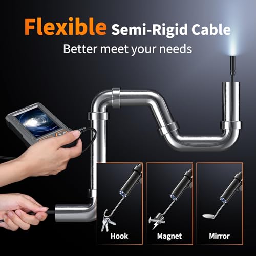 Endoscope Camera with Light, 4.3" HD Borescope, IP67 Waterproof, 16.4ft Semi-Rigid (Green) I7760