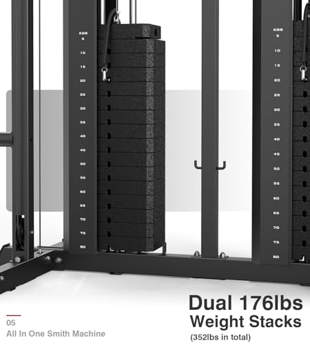 DONOW Smith Machine with Weight Stacks Power Cage Squat Rack Home Gym Y361