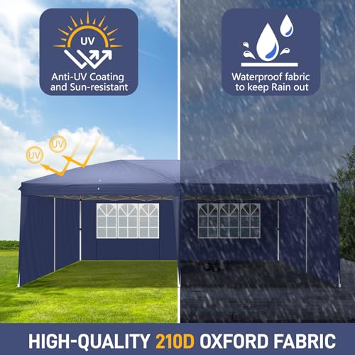 Outvita 10x20ft Pop Up Canopy Tent with 6 SideWalls, Black C203441