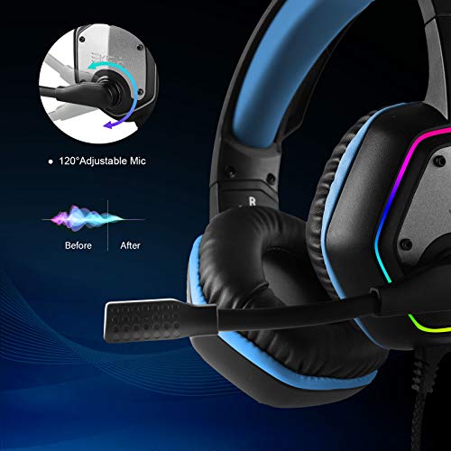 EKSA E1000 Gaming Headset with Noise Canceling Mic, 7.1 Surround Sound, Blue A702814