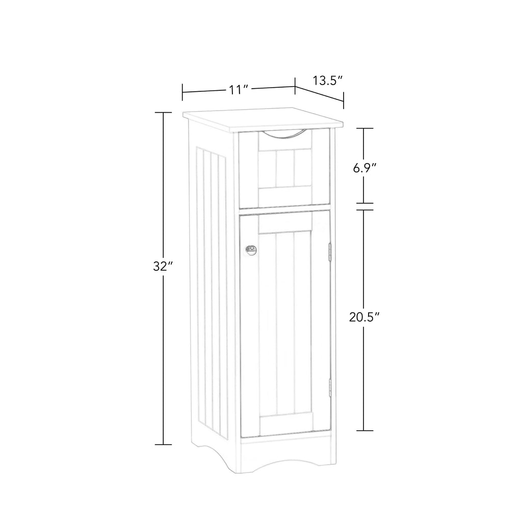 Ashland Slim Cabinet with Drawer, White W947