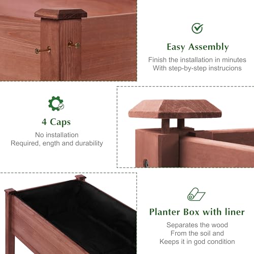 Raised Garden Bed with Legs 40x20x31 Outdoor Wood Planter Box N314255