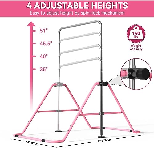 FBSPORT Gymnastics Bar for Kids, Adjustable Height, Folding W6973