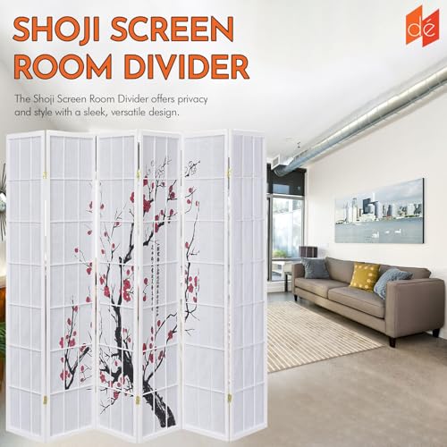 Legacy Decor 4-Panel Blossom Screen Portable Foldable Shoji Room Divider Black K541964
