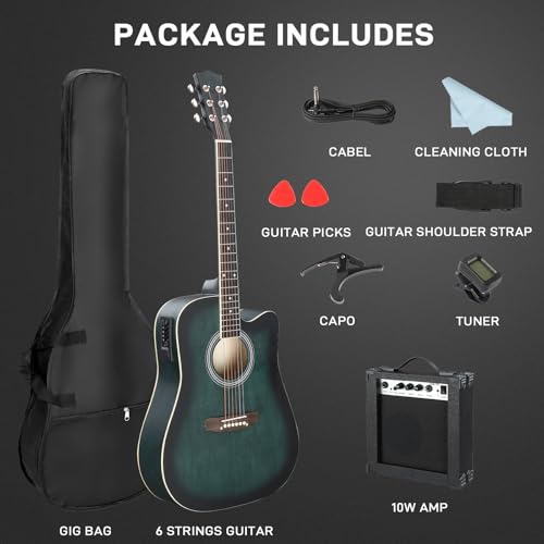 Ktaxon Full-Size Acoustic Electric Guitar with Amp, Black O1421