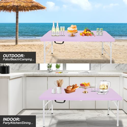 Portable Plastic Folding Table 4ft Heavy Duty Indoor Outdoor Y145657