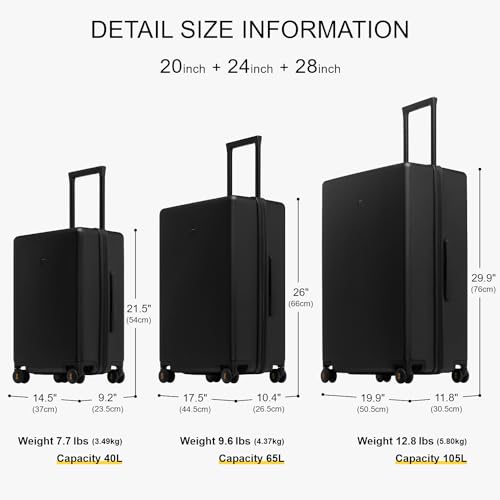 LEVEL8 Hard Shell Carry-On Luggage with TSA Lock, 20 Inch, Black V41961