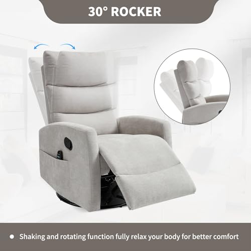 Massage Chair Recliner with Heat, Swivel Rocking, High Back Fabric Black V2333