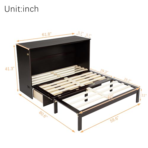 Queen Murphy Bed with Desk and Removable Shelves, USB Port, White H566492